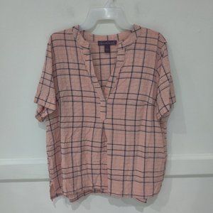NWT Gloria Vanderbilt Women's V-Neck Short Sleeve Blouse Pink Size XL $50 HH479